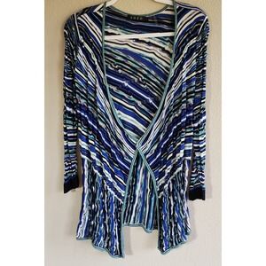 ZOZO Women's Open Front Cardigan Sz L Blue/green Rayon Blend